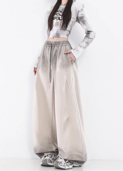 【10/4新作】Fully washed wide silhouette vintage basic sweatpants  HL3206