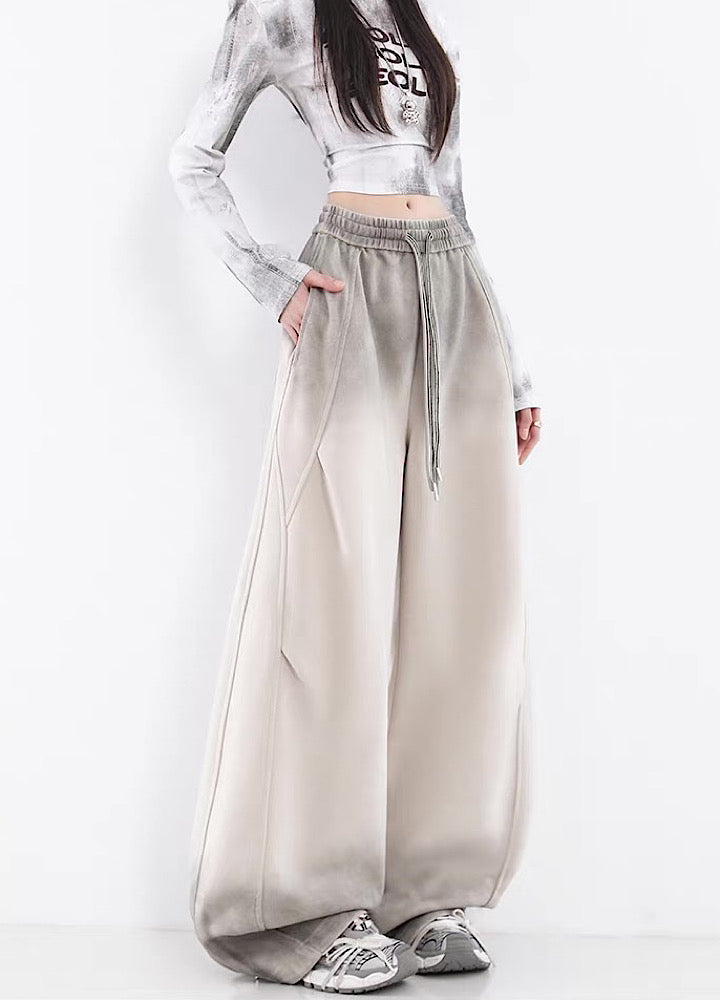 【10/4新作】Fully washed wide silhouette vintage basic sweatpants  HL3206