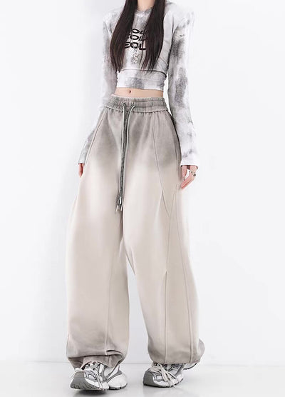 【10/4新作】Fully washed wide silhouette vintage basic sweatpants  HL3206