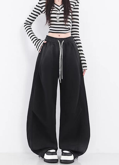 【10/4新作】Fully washed wide silhouette vintage basic sweatpants  HL3206