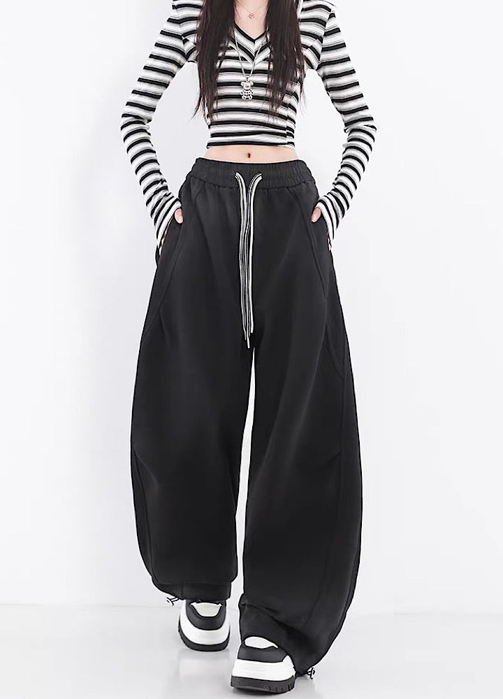 【10/4新作】Fully washed wide silhouette vintage basic sweatpants  HL3206