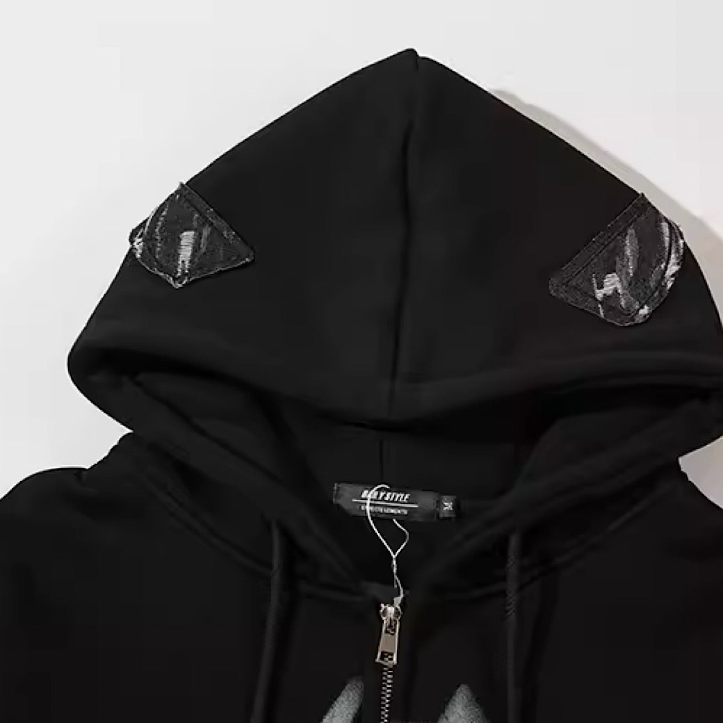 【NIHAOHAO】Flame front design dark light hoodie  NH0064