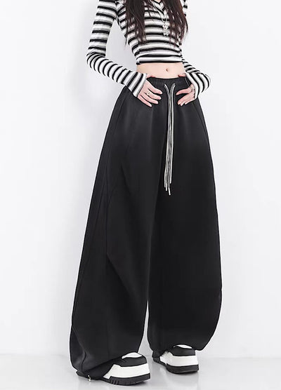 【10/4新作】Fully washed wide silhouette vintage basic sweatpants  HL3206