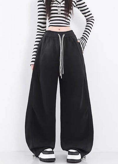 【10/4新作】Fully washed wide silhouette vintage basic sweatpants  HL3206