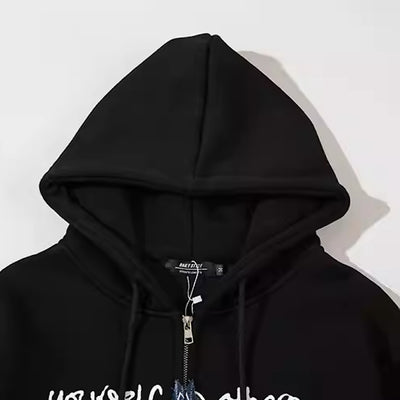[NIHAOHAO] Casual star design full zip hoodie NH0065
