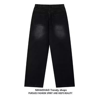 【NIHAOHAO】Myriad side white line simple straight denim pants  NH0066