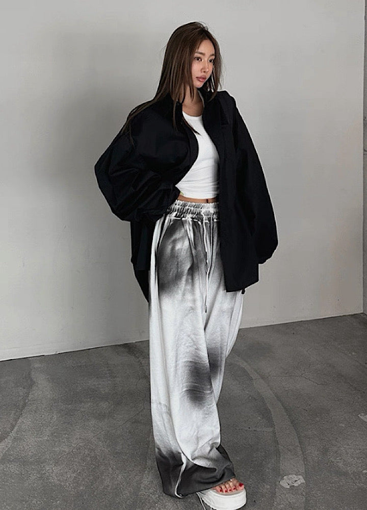 【10/4新作】Random monotone wash wide straight silhouette sweatpants  HL3209