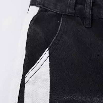 [NIHAOHAO] Myriad side white line simple straight denim pants NH0066