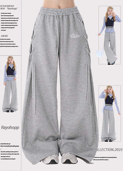 【Rayohopp】Side-changing design wide silhouette straight sweatpants  RH0159