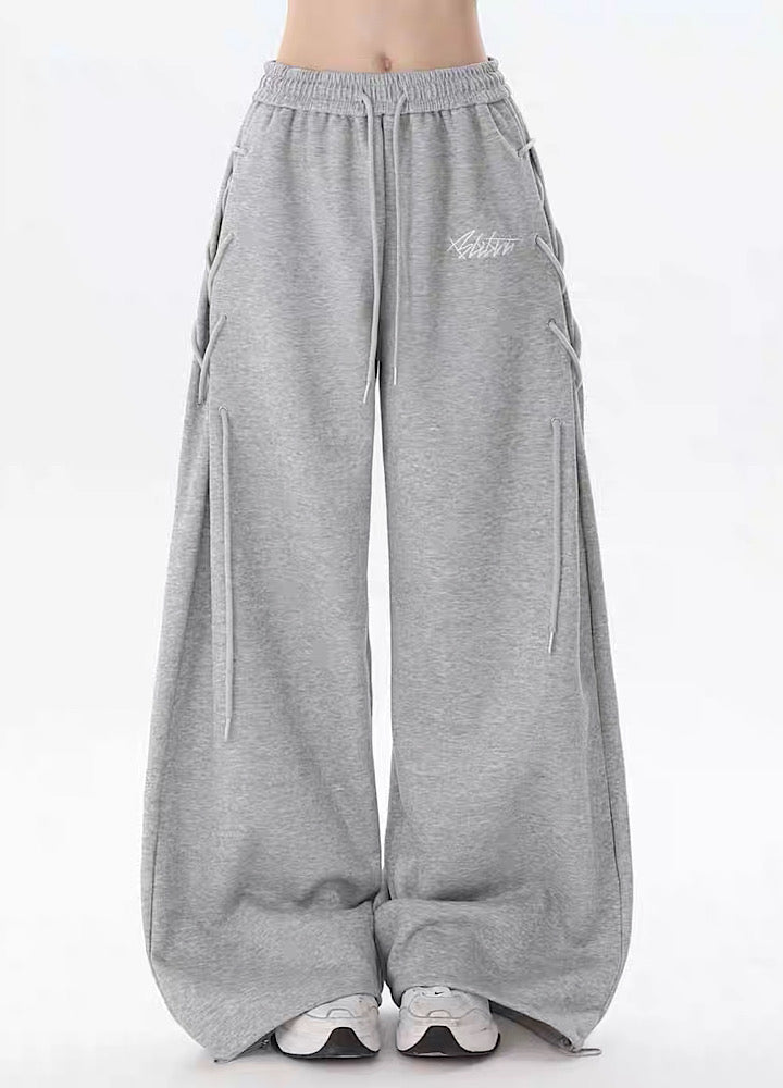 【Rayohopp】Side-changing design wide silhouette straight sweatpants  RH0159