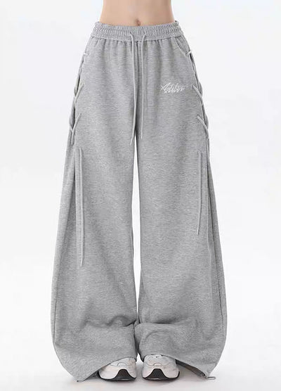 【Rayohopp】Side-changing design wide silhouette straight sweatpants  RH0159