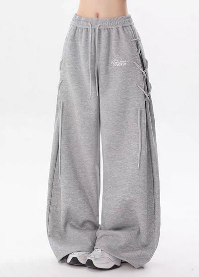 【Rayohopp】Side-changing design wide silhouette straight sweatpants  RH0159