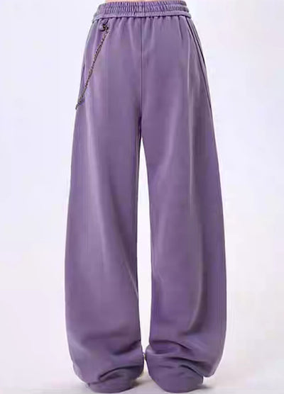 【Rayohopp】Muted base color side line design wallet chain set sweatpants  RH0160