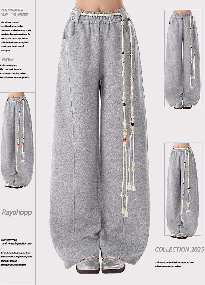 【Rayohopp】Belt loop plus wide straight silhouette simple sweatpants  RH0161
