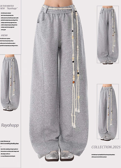 【Rayohopp】Belt loop plus wide straight silhouette simple sweatpants  RH0161