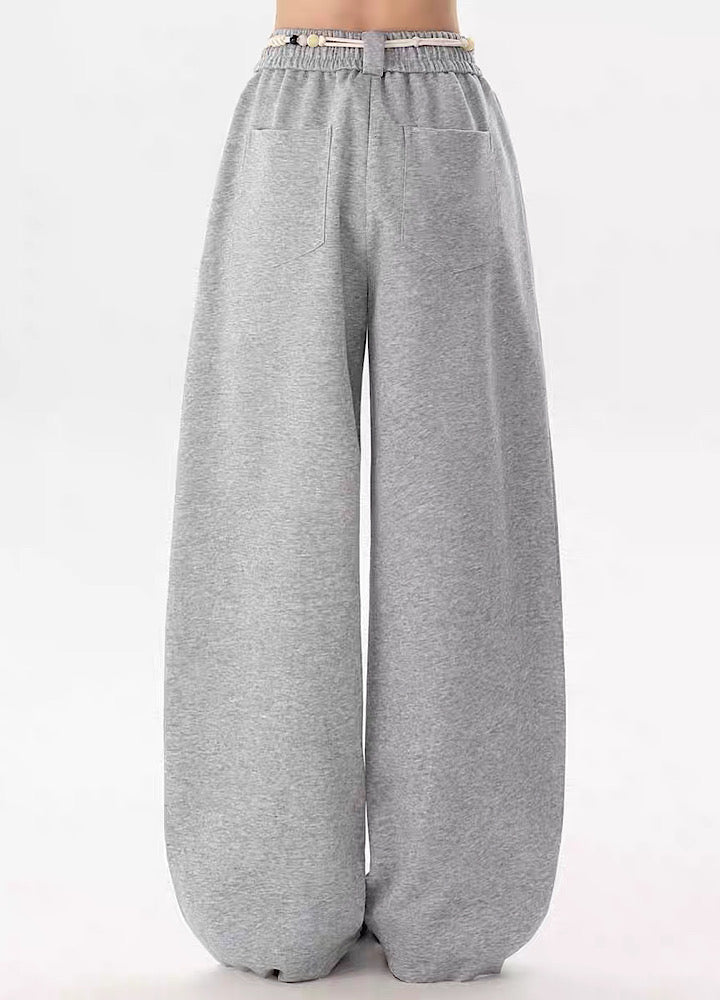 【Rayohopp】Belt loop plus wide straight silhouette simple sweatpants  RH0161
