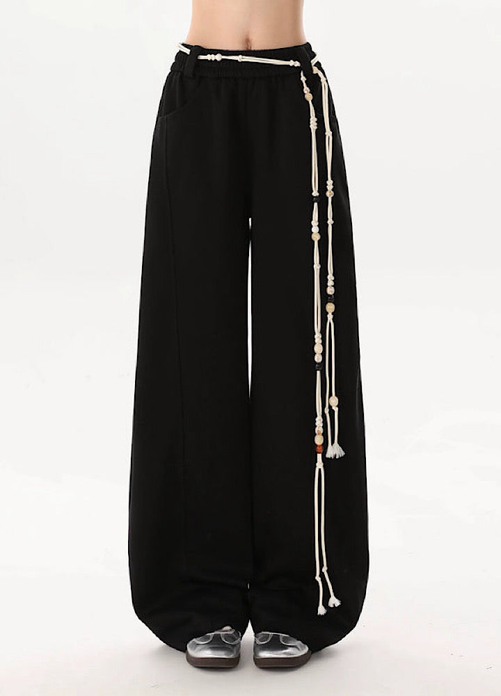 【Rayohopp】Belt loop plus wide straight silhouette simple sweatpants  RH0161