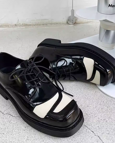 【8/14新作】Cube Monochrome Design Glossy Leather Shoes  HL2945