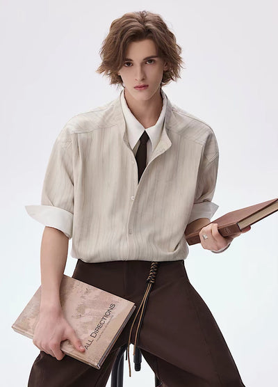 【CHOR】Relaxed silhouette cool style basic short-sleeved shirt  CR0001