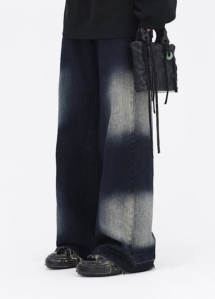 FUZZYKON】Point wash design wide silhouette denim pants FK0021 