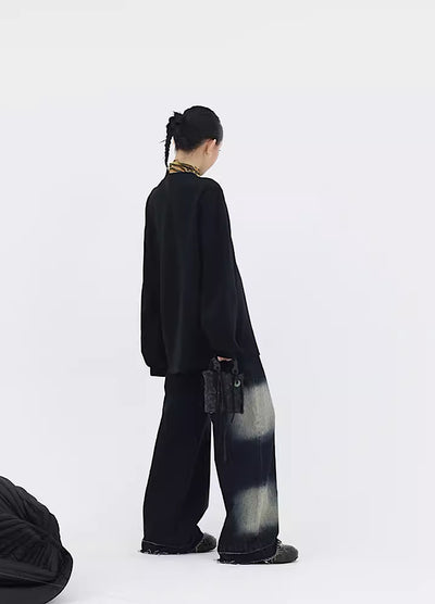 [FUZZYKON] Point wash design wide silhouette denim pants FK0021