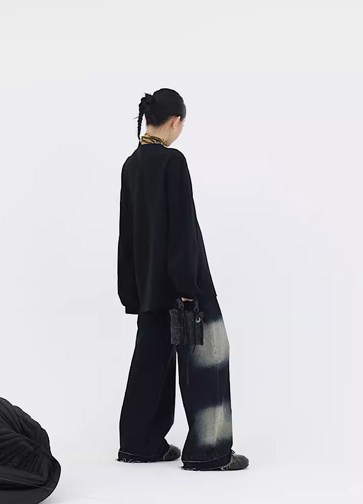 FUZZYKON】Point wash design wide silhouette denim pants FK0021 