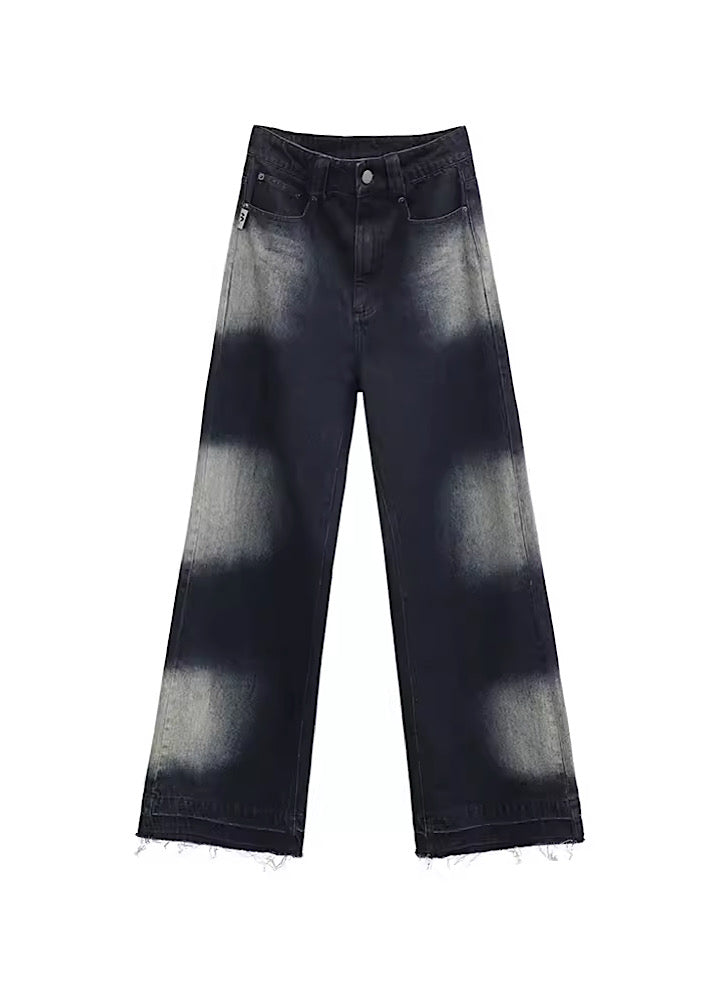 FUZZYKON】Point wash design wide silhouette denim pants FK0021 