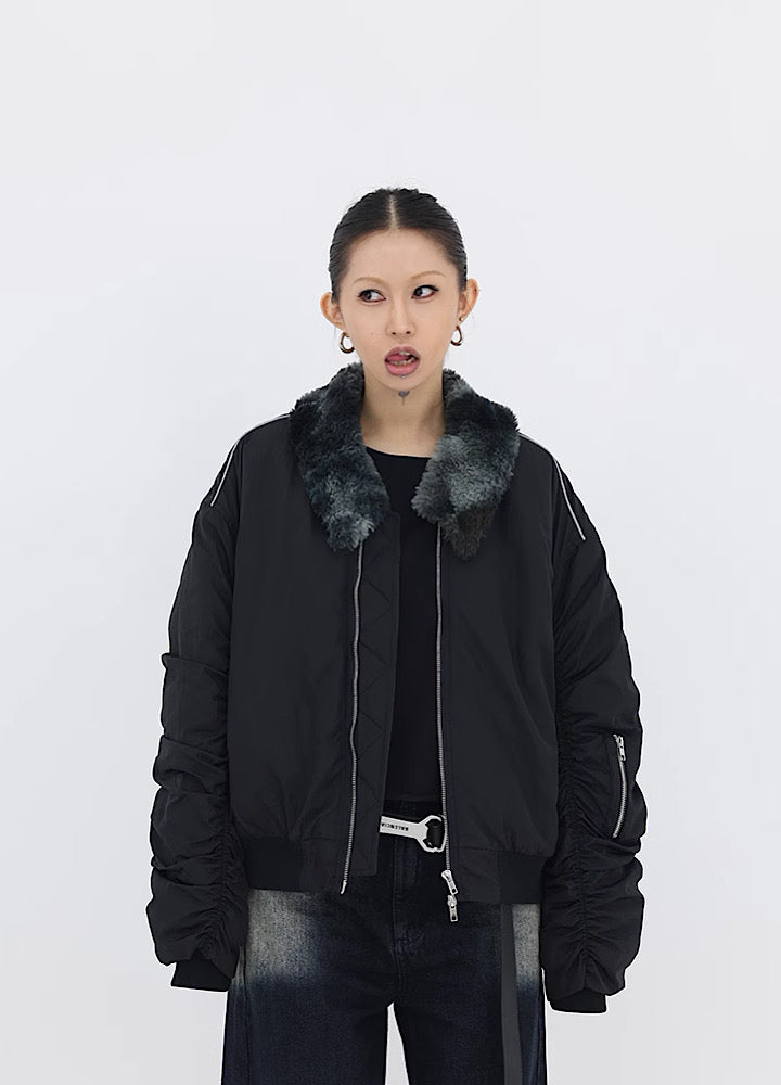 【FUZZYKON】Brushed lining multi-graphic over silhouette jacket  FK0023