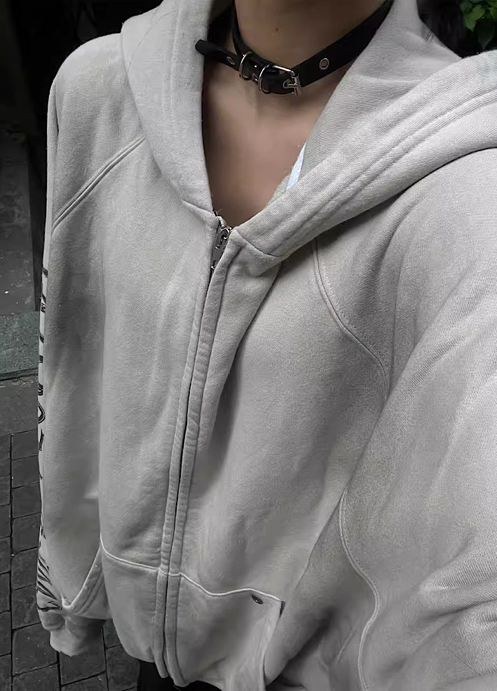[MAXDSTR] Long sleeve back initial design hoodie MD0101