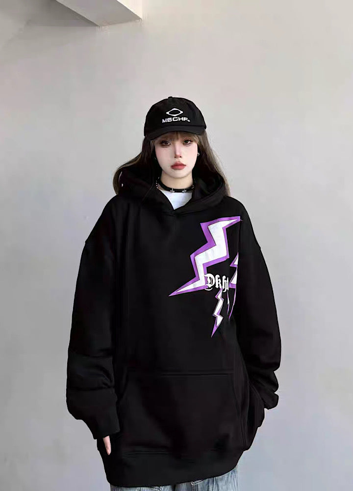 【WV PROJECT】22FW★ Scratch string hooddie W3] Pop Thunder Break Design Another Pastel Hoodie WO0028