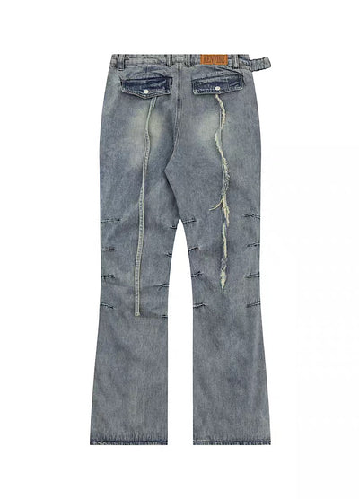 [W3] Loose silhouette wide flare style ard denim pants WO0029