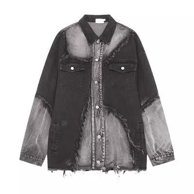 【Mz】Double fabric remake design damaged denim jacket  MZ0013