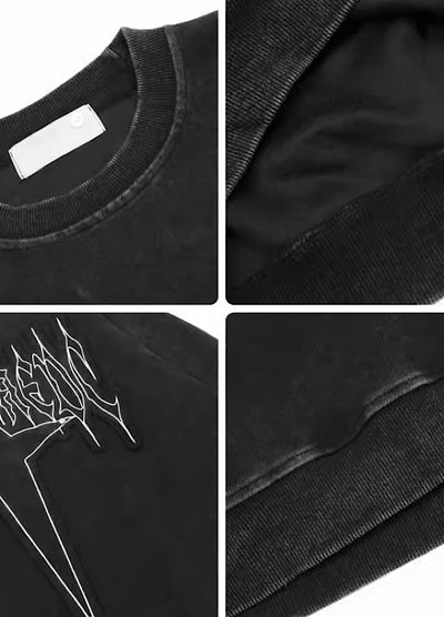 【Mz】Back Cross Flame Over Design Al Gray Sweatshirt  MZ0015