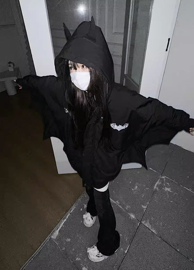 [Take off] Devil design silhouette flying squirrel style hoodie TO0019