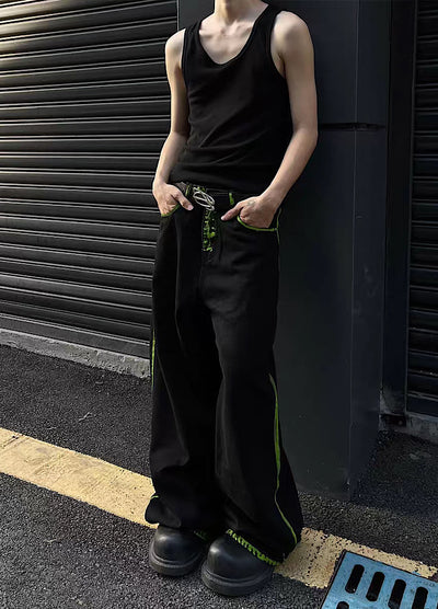 [MAXDSTR] Green line booster high wide silhouette pants MD0107