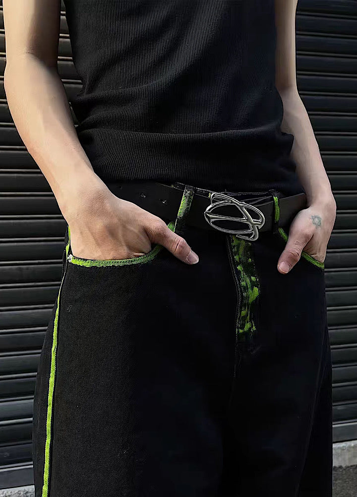 【MAXDSTR】Green line booster high wide silhouette pants  MD0107