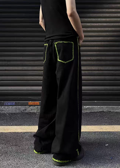 【MAXDSTR】Green line booster high wide silhouette pants  MD0107