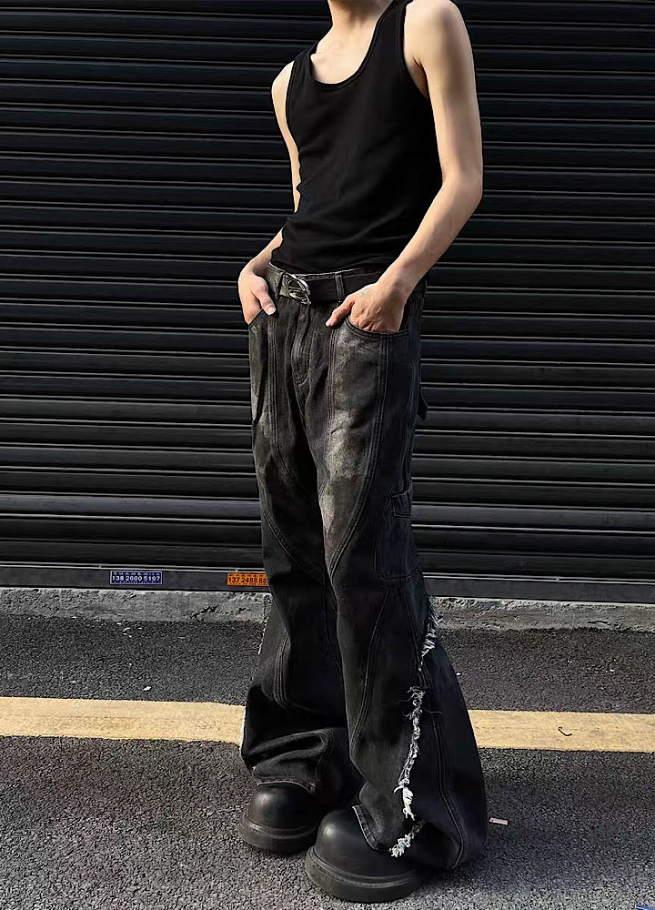 【MAXDSTR】Full slit fringe distressed design denim pants  MD0108