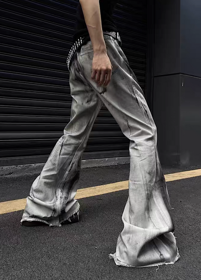 [MAXDSTR] Slash type washed design flare denim pants MD0111