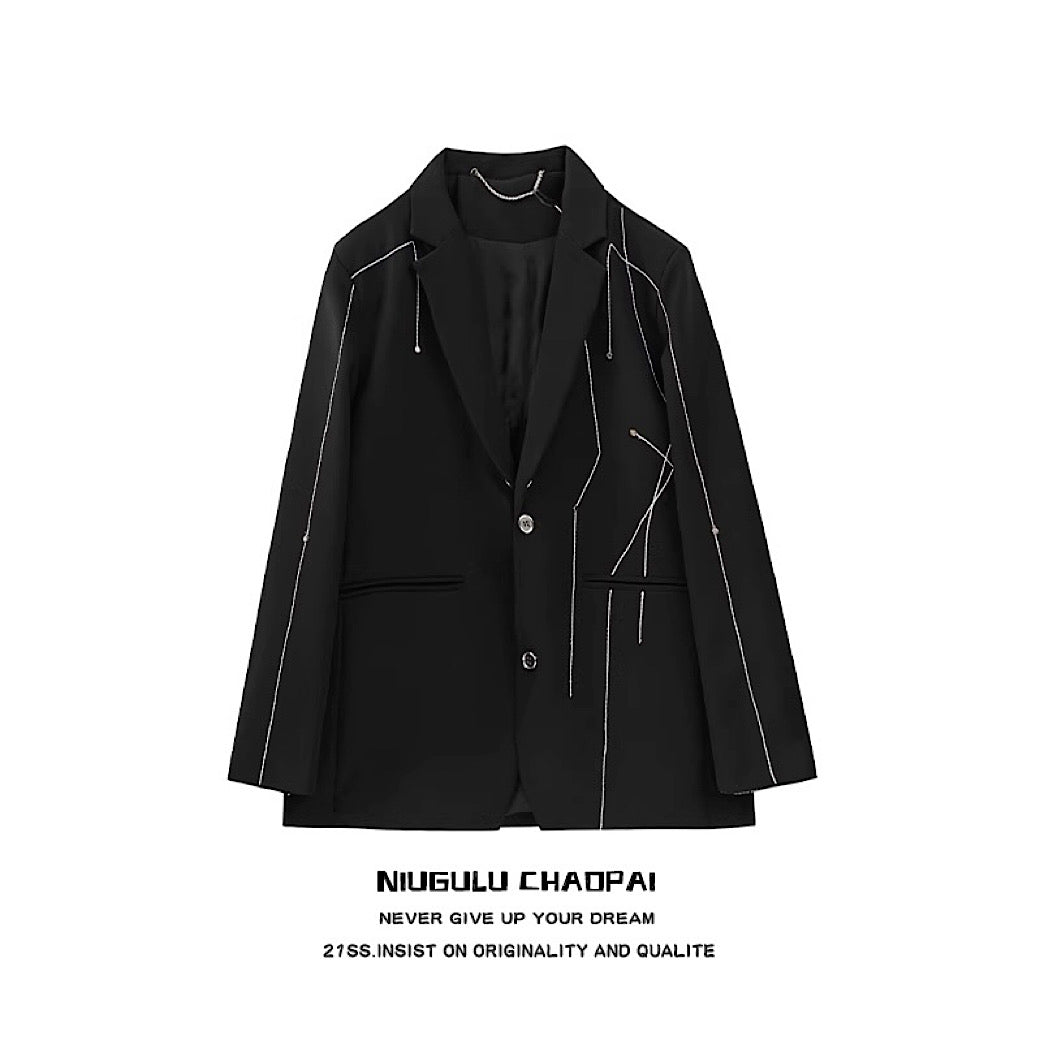 【NIUGULU】All frayed design mode style jacket  NG0014