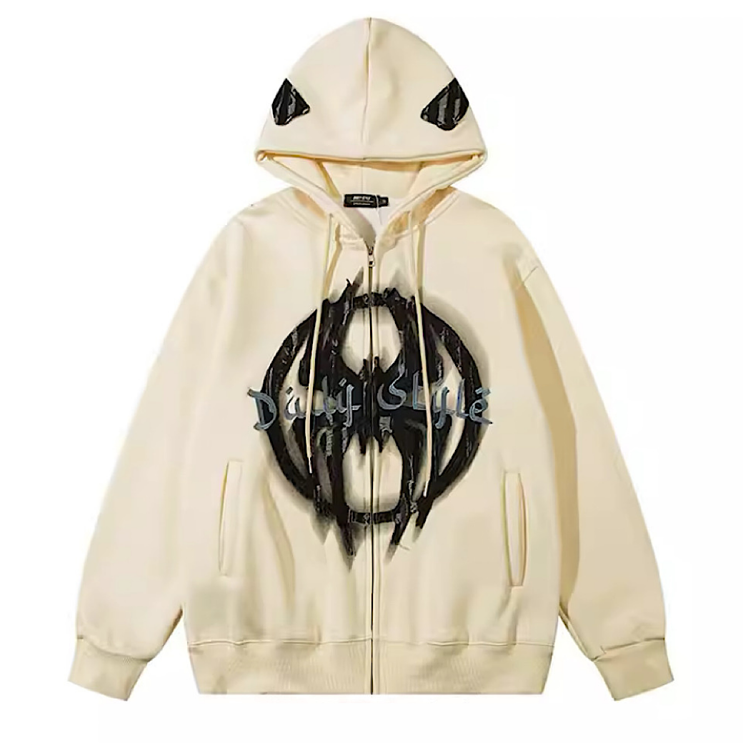 [NIHAOHAO] Flame front design dark light hoodie NH0064
