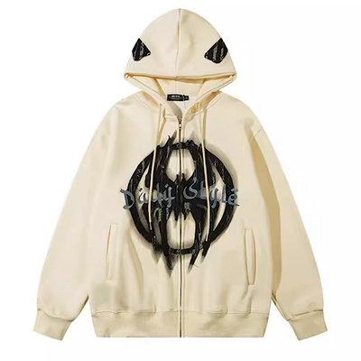 【NIHAOHAO】Flame front design dark light hoodie  NH0064