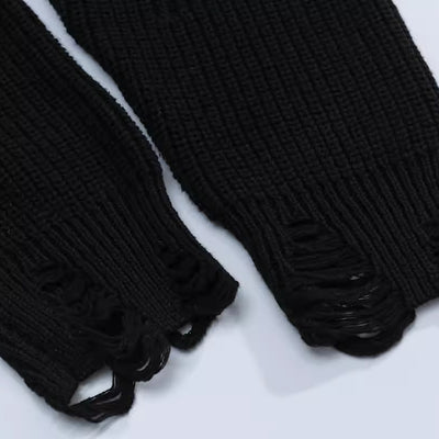 【NIUGULU】Warp point design acid distressed knit  NG0017