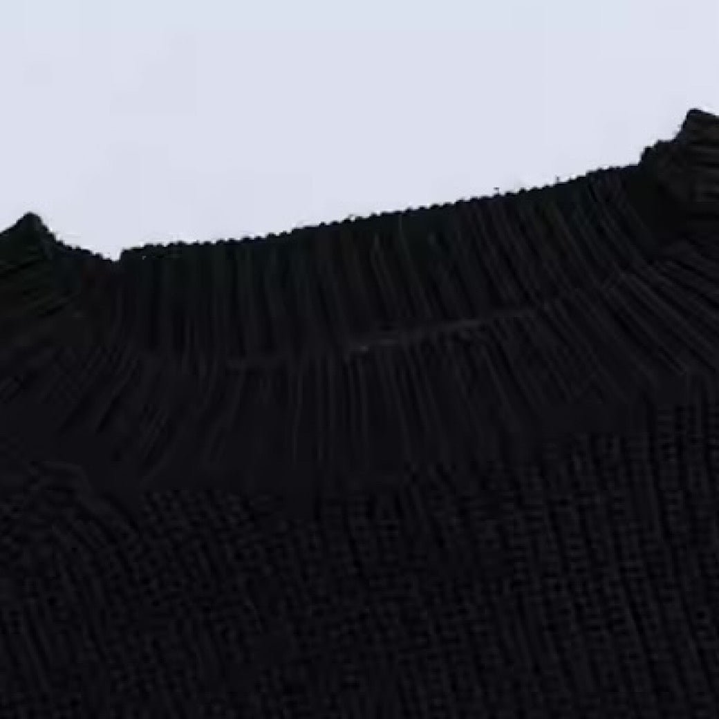 【NIUGULU】Warp point design acid distressed knit  NG0017