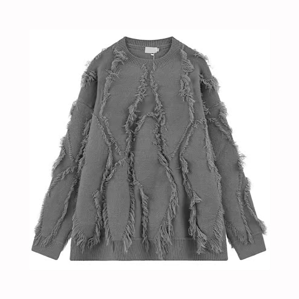 【NIUGULU】Thread damage line over wool design knit  NG0018