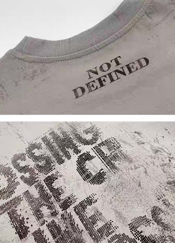 【MICHINNYON】Full-washed initial design trendy style short-sleeved T-shirt  MY0046