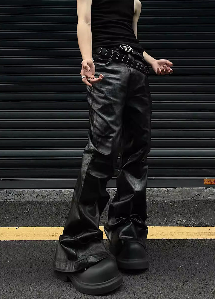 【MAXDSTR】Aggressive graphic leather type design pants  MD0091