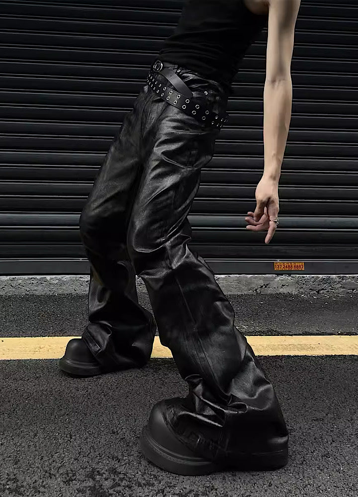 【MAXDSTR】Aggressive graphic leather type design pants MD0091