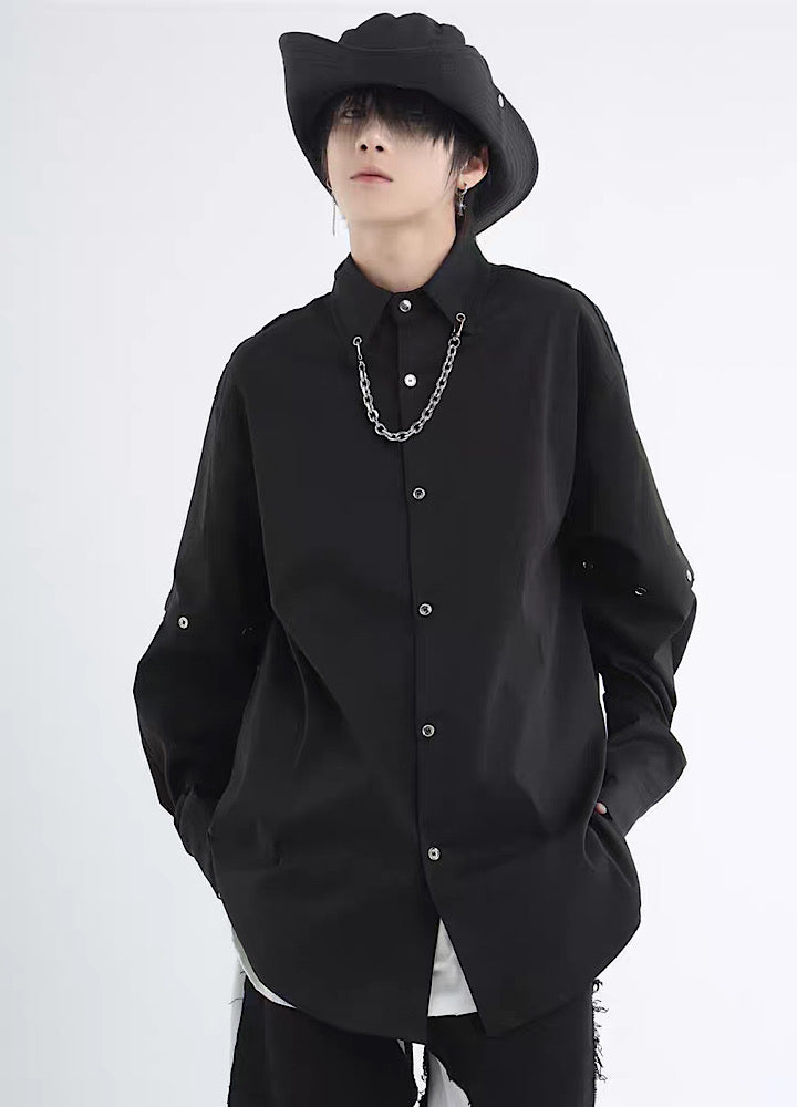【INS】2way specification back belting natural long sleeve shirt  IN0028