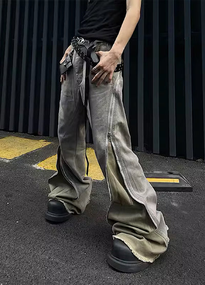 【MAXDSTR】Double asymmetric zip gimmick flare denim  MD0092